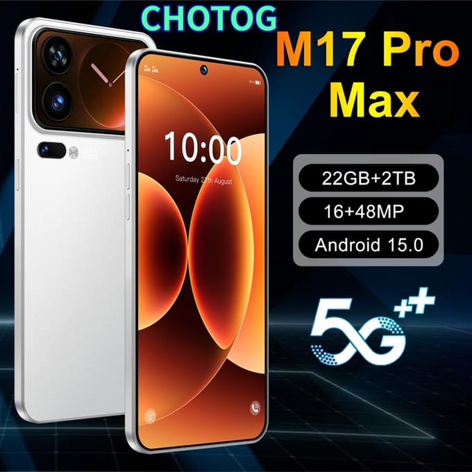 CHOTOG Hot Mobile Phones M17 Pro Max Smartphone Android 5G 7.3 HD Mobiele Telefoon 22GB + 2TB 7800mAh Octa Core Ontgrendeld Dual SIM 16 + 48MP Camera