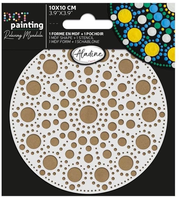 Aladine creatieve stipkunst set Mandala schilderen 10 cm duurzaam MDF.