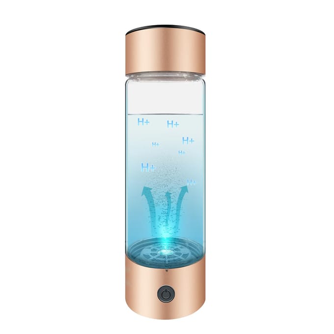 Waterstofwatergenerator met PEM SPE-technologie 330 ml oplaadbare waterstofwaterfles - goud