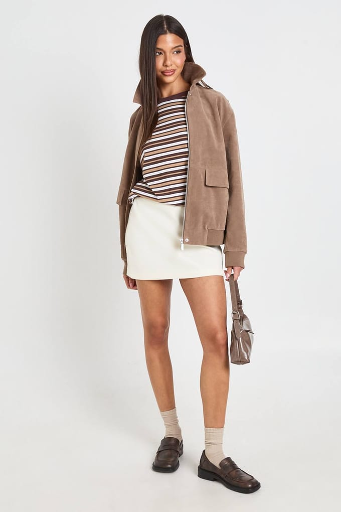 boohoo Dames Getailleerde Mini Rok | Ecru | Maat: 14