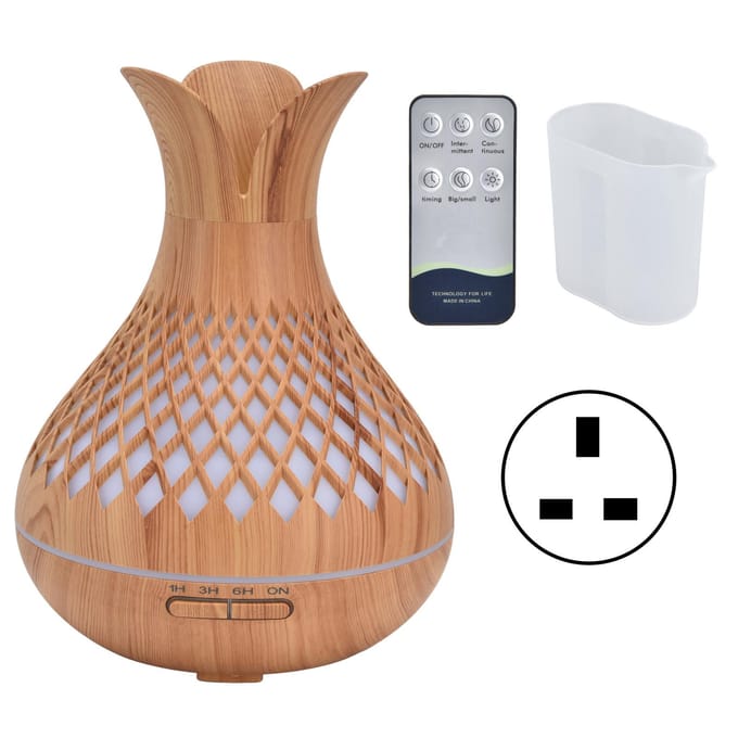Aromatherapie Luchtbevochtiger 500ml Geluidsarm Houtnerf Diffuser met Kleurrijke LED-verlichting white