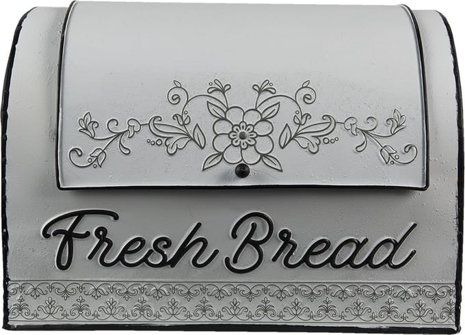 Clayre & Eef Opbergdoos 30x20x20 cm Wit Bruin Metaal Bloemen