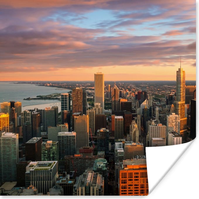 Poster Skyline - Stad - Wolken - Amerika - 30x30 cm