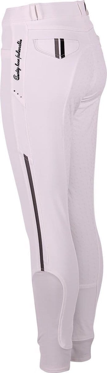 QHP Rijbroek Junior Coco Anti-slip Zitvlak - wit - 140