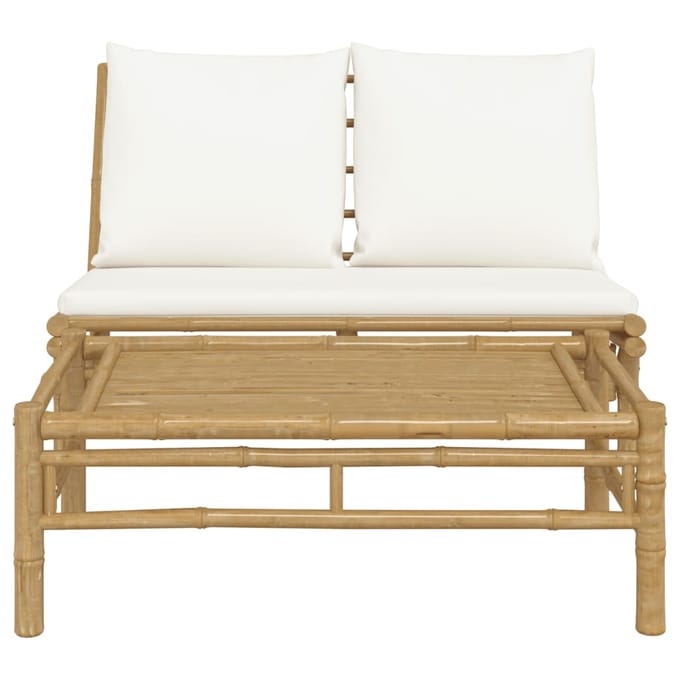 Vidaxl 2-Cz. Ensemble de Meubles de Jardin, Coussins Crème, Bambou