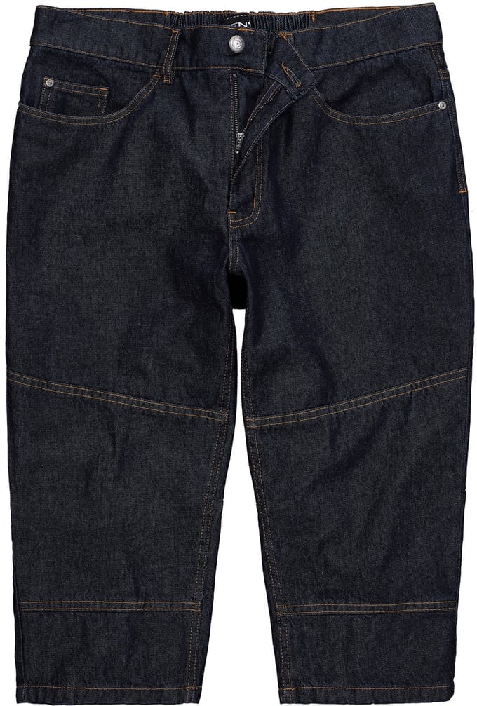 Men Plus - Heren - 3/4-jeans denim 5-pocket elastische tailleband - Donkerblauw denim - Maat 64