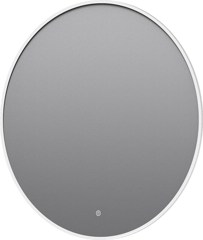 Ronde badkamerspiegel Mauri mat wit met verwarming, LED verlichting en touch sensor 100x100cm