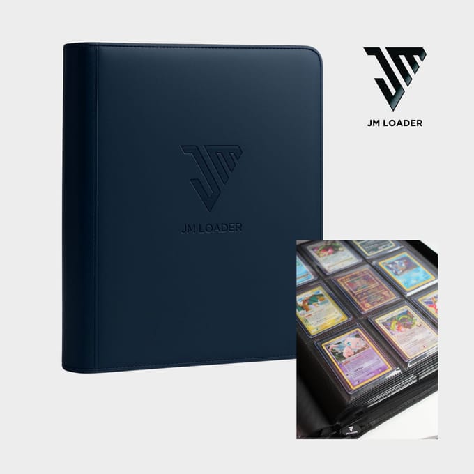 JM Loader - Luxe verzamelmap Toploader binder - Map voor 252 Pokemon kaarten in toploader - Geschikt als pokemon verzamelmap - Blauw