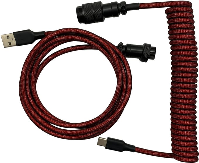 Premium Coiled Cable - Rood - USB-C Naar USB-A - Mechanisch Toetsenbord Kabel