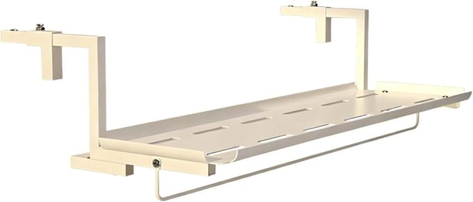 Balkonleuning tafel - Hangtafel - Buiten genieten - Verstelbare bevestiging - 90 x 25 cm - Wit