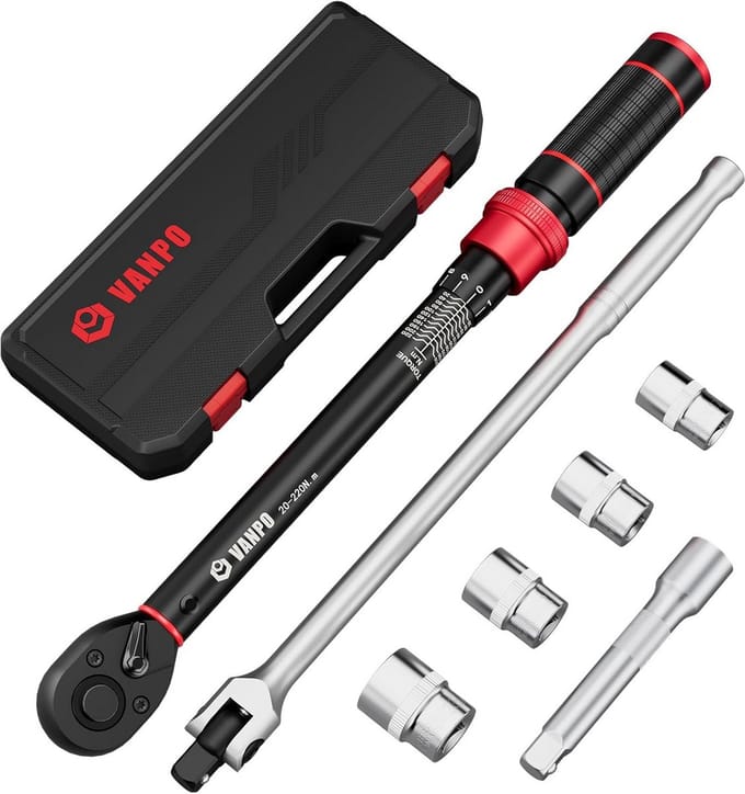 Momentsleutel Set 20-220 Nm met Diverse Doppen en Accessoires