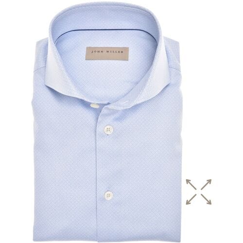 John Miller Overhemd Allover Mini Pattern Cotton Stretch Licht Blauw / male