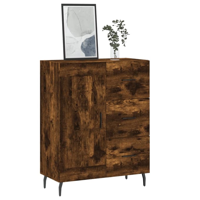 vidaXL - Dressoir - 69,5x34x90 - cm - bewerkt - hout - gerookt - eikenkleurig