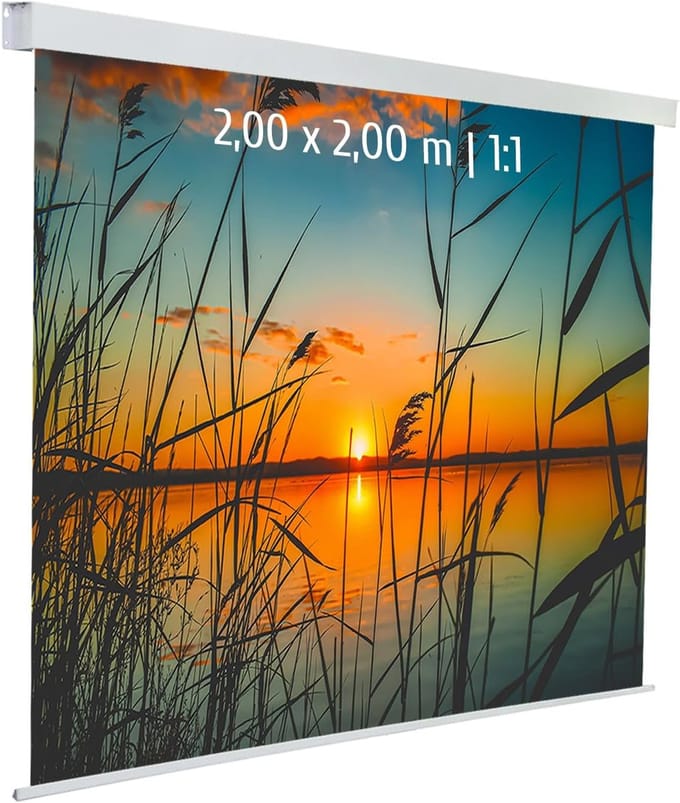 Gemotoriseerd projectiescherm - Projectiescherm met motor - Thuisbioscoop creëren - Stille motor - 200x200 cm - Wit