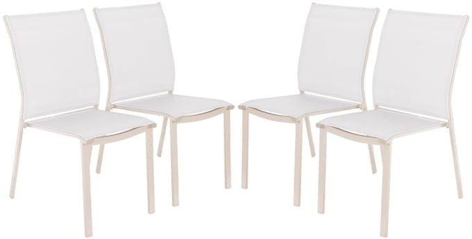 sweeek - Set van 4 stapelbare tuinstoelen van aluminium en textileen 64,5 x 45,5 x 89,5 cm - buffalo