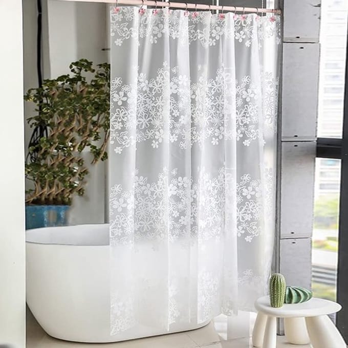 Waterdicht Douchegordijn met Bloemmotief - Extra Breed en Schimmelbestendig