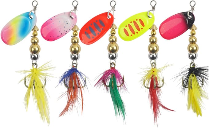 S&D | Spinner Set 5 Stuks – Zware Spinners met Veer – ±7g – Kunstaas voor Snoek, Forel & Baars