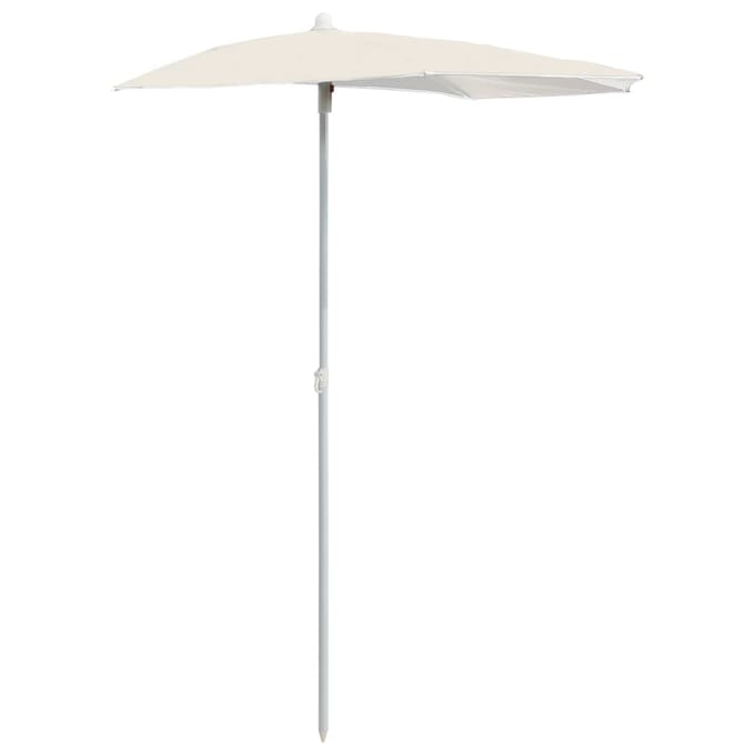 vidaXL - Parasol - half - met - paal - 180x90 - cm - zandkleurig