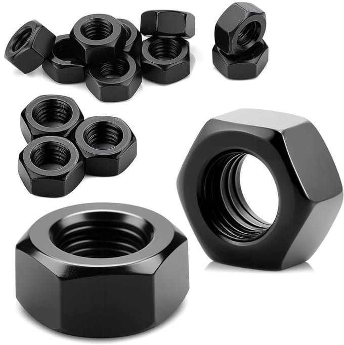 Zwarte M6 hex moeren set van 30 stuks voor bevestiging en montage van onderdelen
