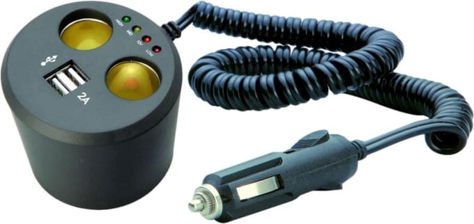 Unitec Dubbele aansluiting rond 2x12V/24V 2xUSB voor bekerhouder