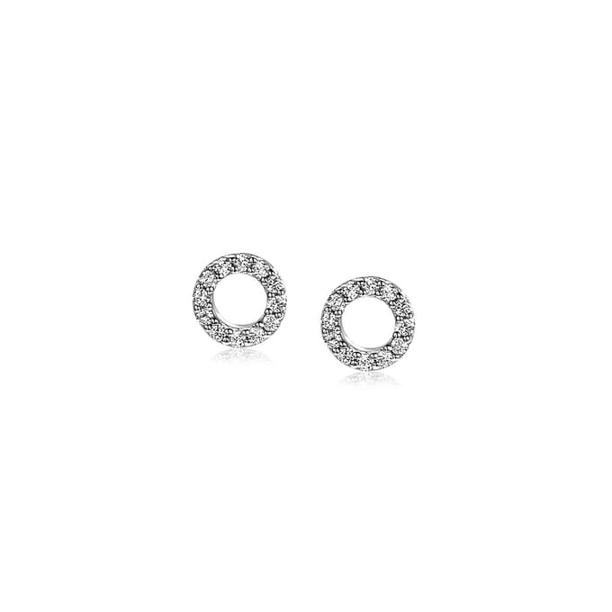 ZINZI zilveren oorknoppen open rond wit 6,5mm ZIO1063