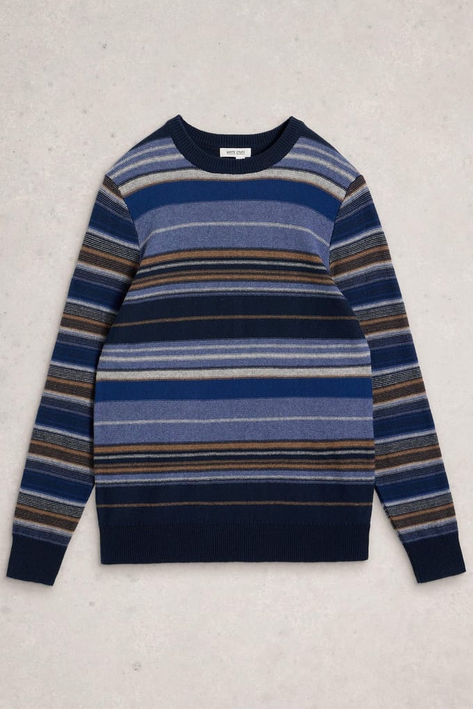 White Stuff Abstract Stripe Crew Blue Multi Taglia: L | Maglioni a maglia Outlet | Uomo | Blu