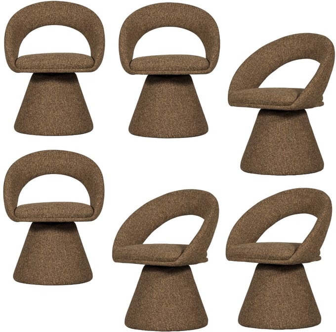 WOOOD Winter Eetkamerstoel - Melange - Zand - Set van 6