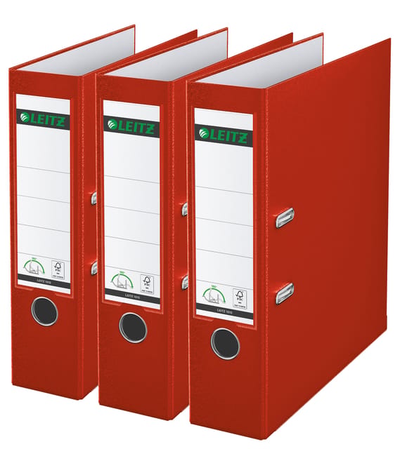 Leitz 180° Ordner PP A4 - Rugbreedte van 80mm - Voordeelverpakking (3 stuks) - Rood