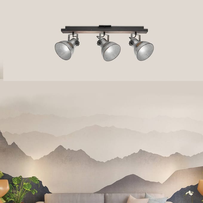 EGLO Barnstaple - wandlamp - 3-lichts - E27 - bruin-patina/zwart/oud-zink-look
