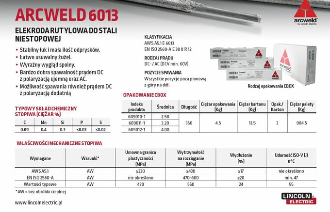 Lincoln Electric Arcweld 6013 - Rutyl Elektrode - 3,2 mm - 4,5 kg