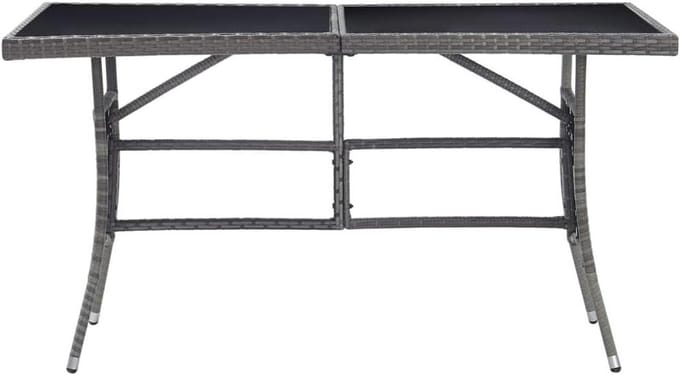 Tuintafel - Buitentafel - Buiten dineren - Weerbestendig polyrotan - 140 x 80 cm - Grijs