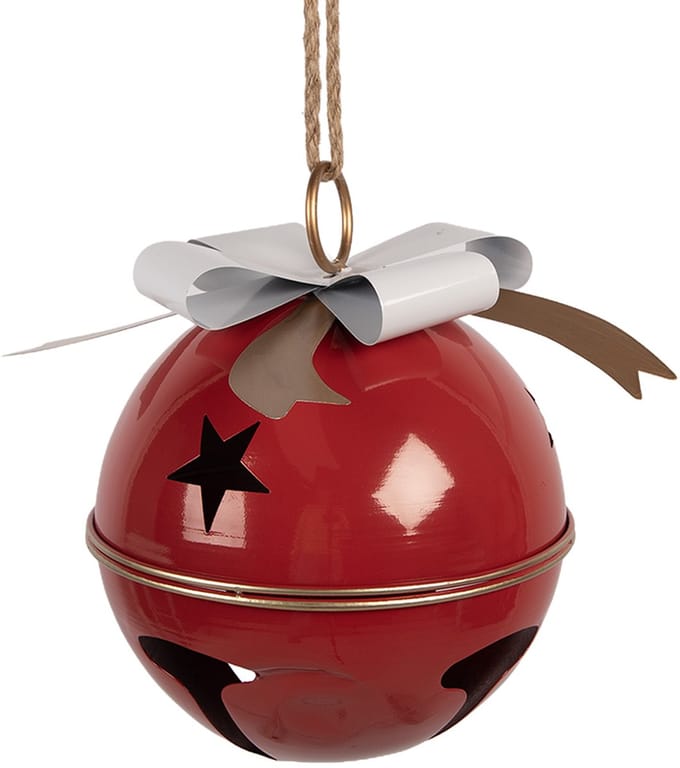 Clayre & Eef Decoratie Bel Ø 25x30 cm Rood Metaal
