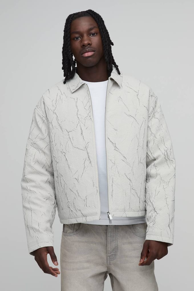 Gekreukt Getextureerd Harrington Jack | White | Size Large