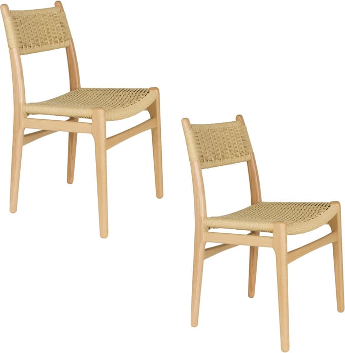 Dutchbone Cecile Eetkamerstoelen Hout Naturel - Set van 2