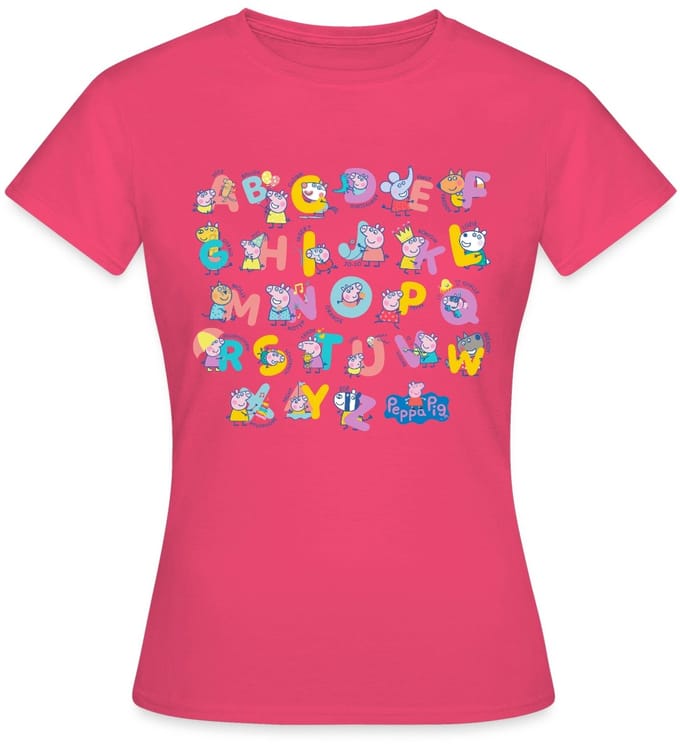 Peppa Pig Ontwerp Alfabet Met Peppa T-Shirt Dames