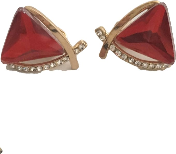Petra's Sieradenwereld - Clipoorbel rood strass (260)