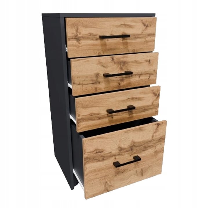 Meble Bestseller Rob - Komode - 45cm - 4 Lades - Grafiet-Wotan