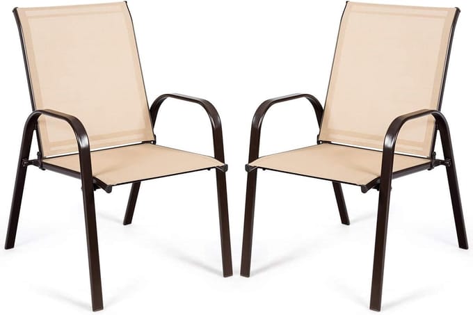 Set van 2 Bistro Tuinstoelen met Armleuning - Metalen Buitenstoelen