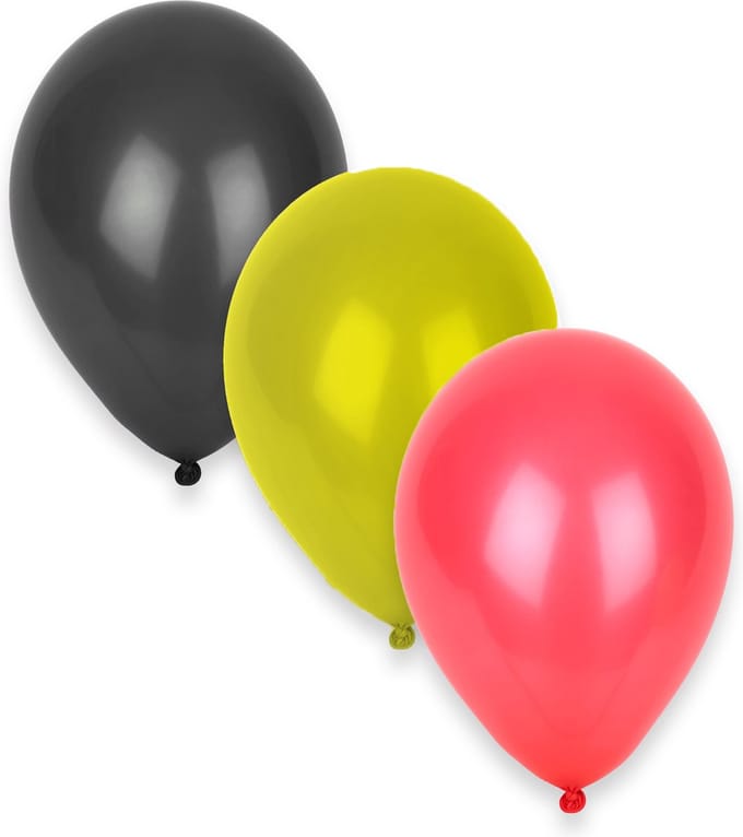 ESPA - 100 ballonnen zwart geel rood 30 cm