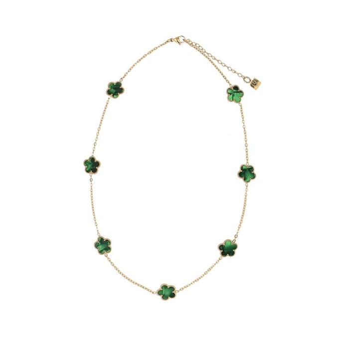 Manfield - Dames - Groene bloemetjes ketting - Maat 1