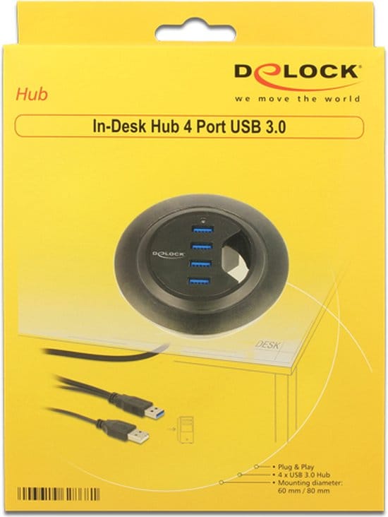 Delock 62868 62868 USB-hub 4 poorten USB-A USB 3.1 Gen1 5 GBit/s Zwart