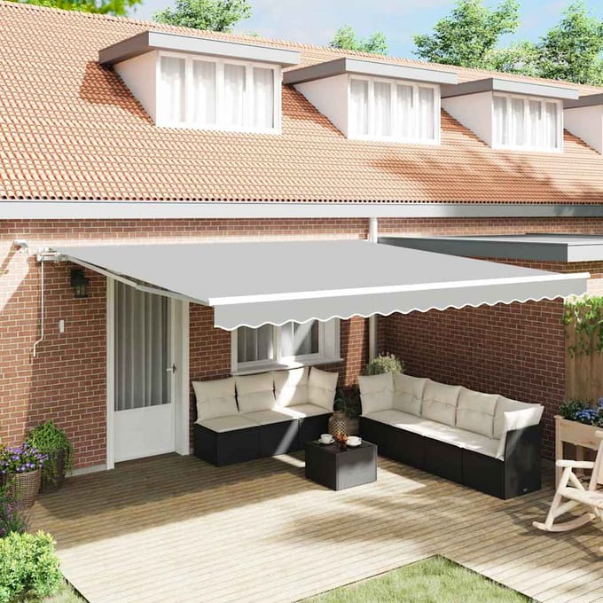 vidaXL - Zonnescherm - Frame - Wit - 400 - × - 350 - cm - Aluminium
