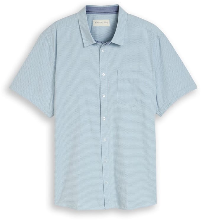 Tom Tailor - Plus Size - Regular Fit katoenen shirt met korte mouwen - Maat 2XL - light blue dot structure