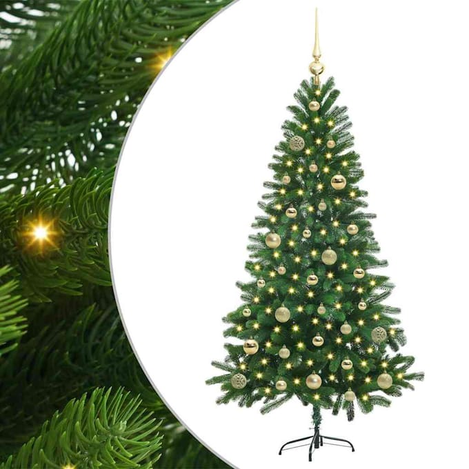 vidaXL - Kerstboom - met - 150 - LED - met - standaard - Groen - 150 - cm - PE