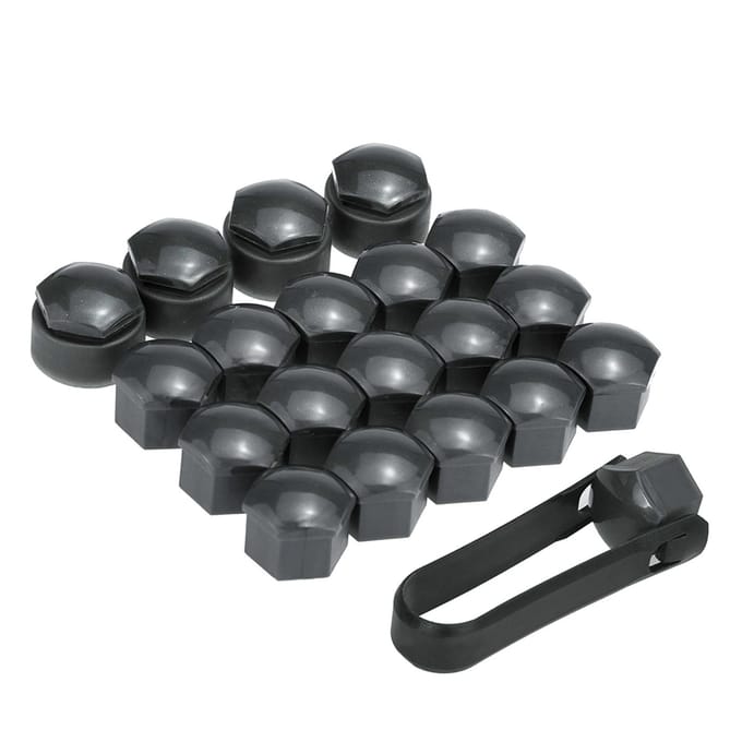 Set van 16+4 stuks universele 17mm auto wielmoer bout afdekkingen vergrendelingskappen black
