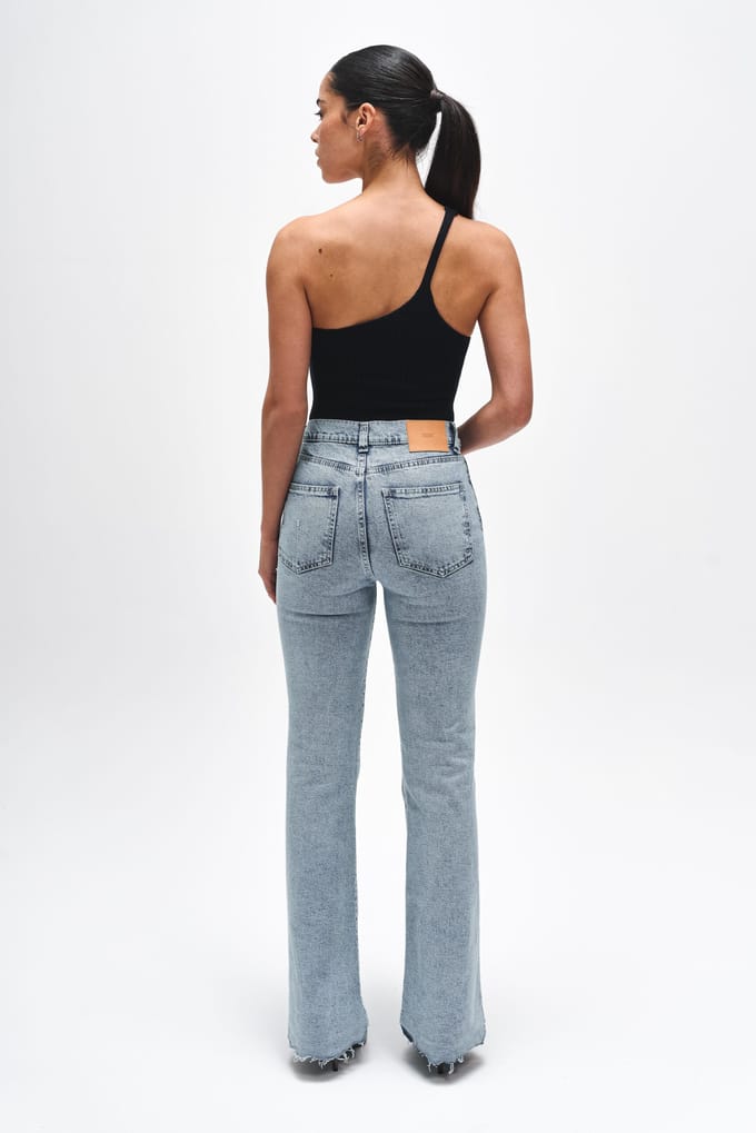 BENU Dames Blauw Grijze Straight Leg Jeans