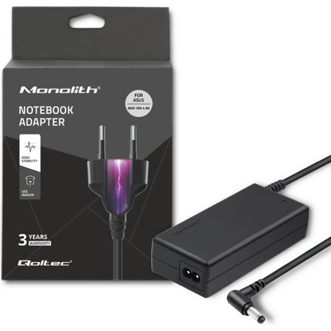 Qoltec laptopvoeding voor Asus 90W |   19V |   4.9A |   5.5*2.5 |   Stroomkabel