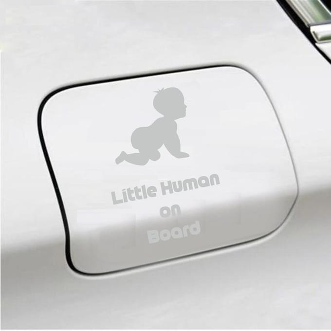Bumpersticker - Little Human On Board - 10 X 15 - Licht Grijs