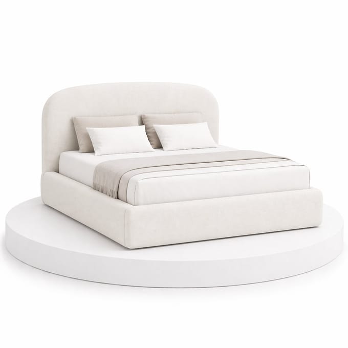 Japandi Bed Shira - 160x200 Compleet - Boxspring met opbergruimte - Off-white - BalBedden