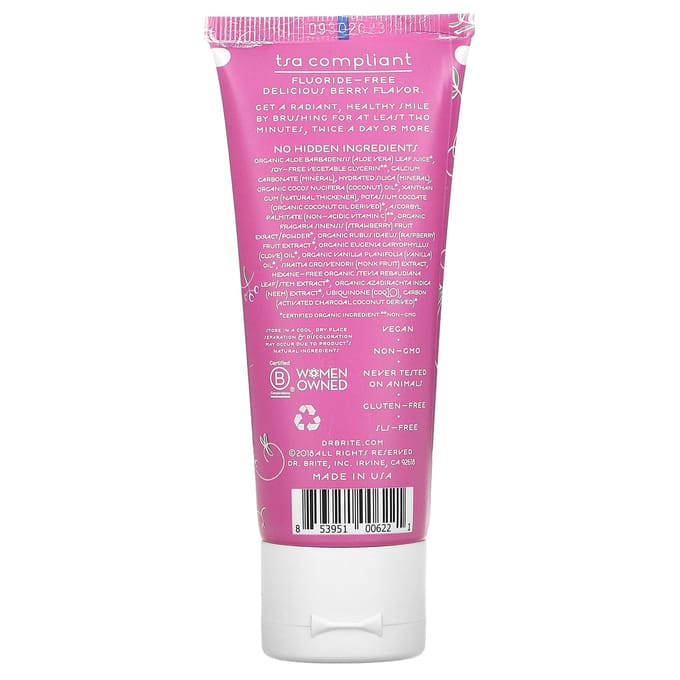 Dr. Brite, Natural Vitamin C Toothpaste, Berrylicious, 56.7G(2Oz) pink